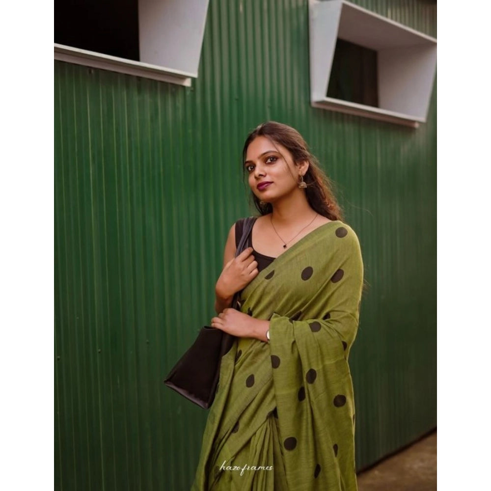Precious Women's Linen Printed Saree With Blouse Piece