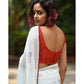 Precious Women's Linen Printed Saree With Blouse Piece