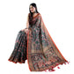 Precious Women's Linen Printed Saree With Blouse Piece