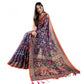 Precious Women's Linen Printed Saree With Blouse Piece