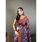 Precious Women's Linen Printed Saree With Blouse Piece