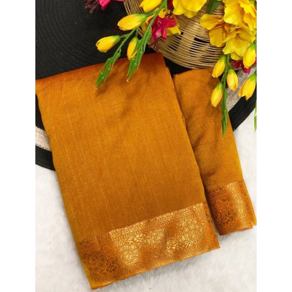 Royal Women's Vichitra Silk Printed Saree With Blouse Piece