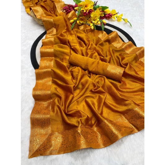 Royal Women's Vichitra Silk Printed Saree With Blouse Piece