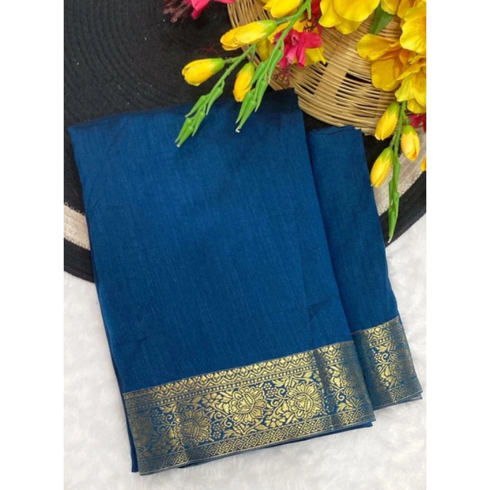 Royal Women's Vichitra Silk Printed Saree With Blouse Piece