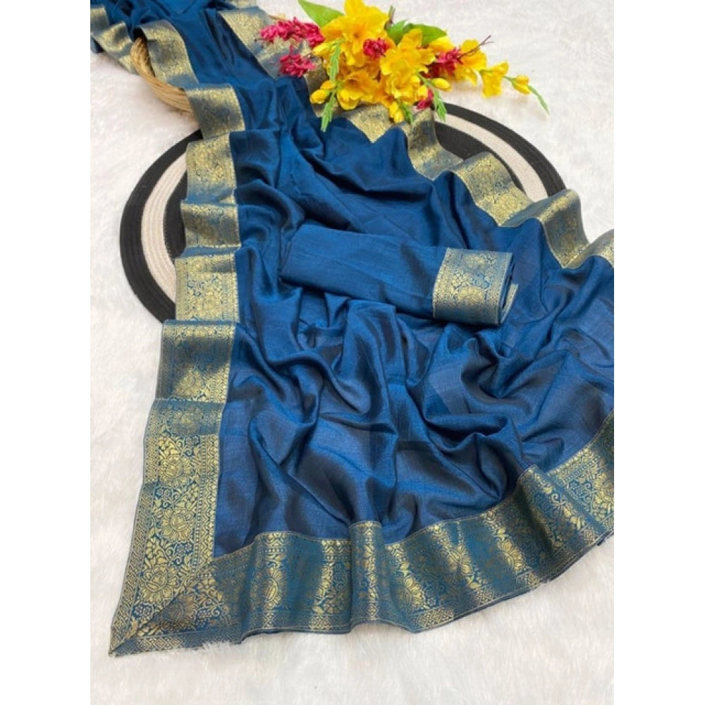 Royal Women's Vichitra Silk Printed Saree With Blouse Piece