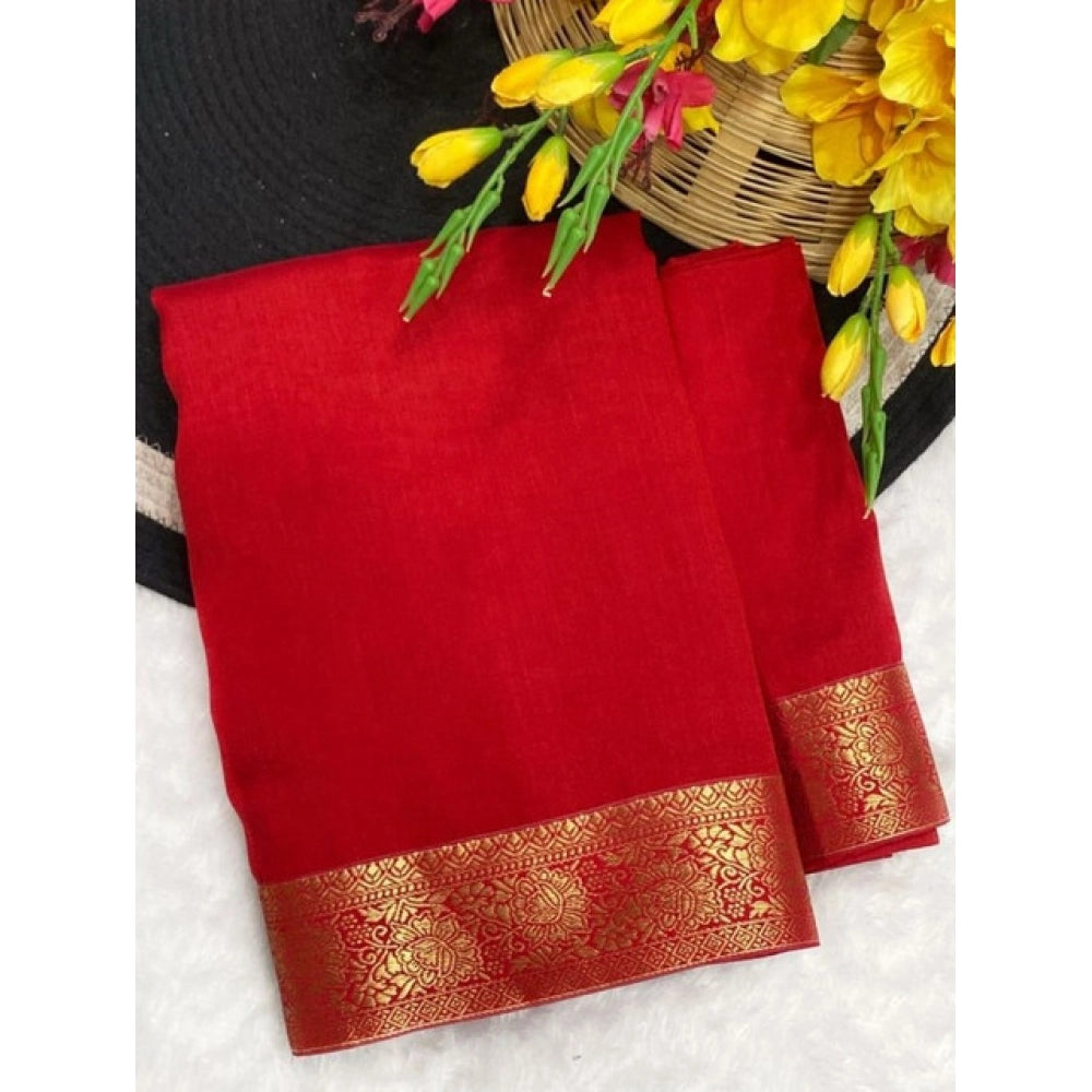 Royal Women's Vichitra Silk Printed Saree With Blouse Piece