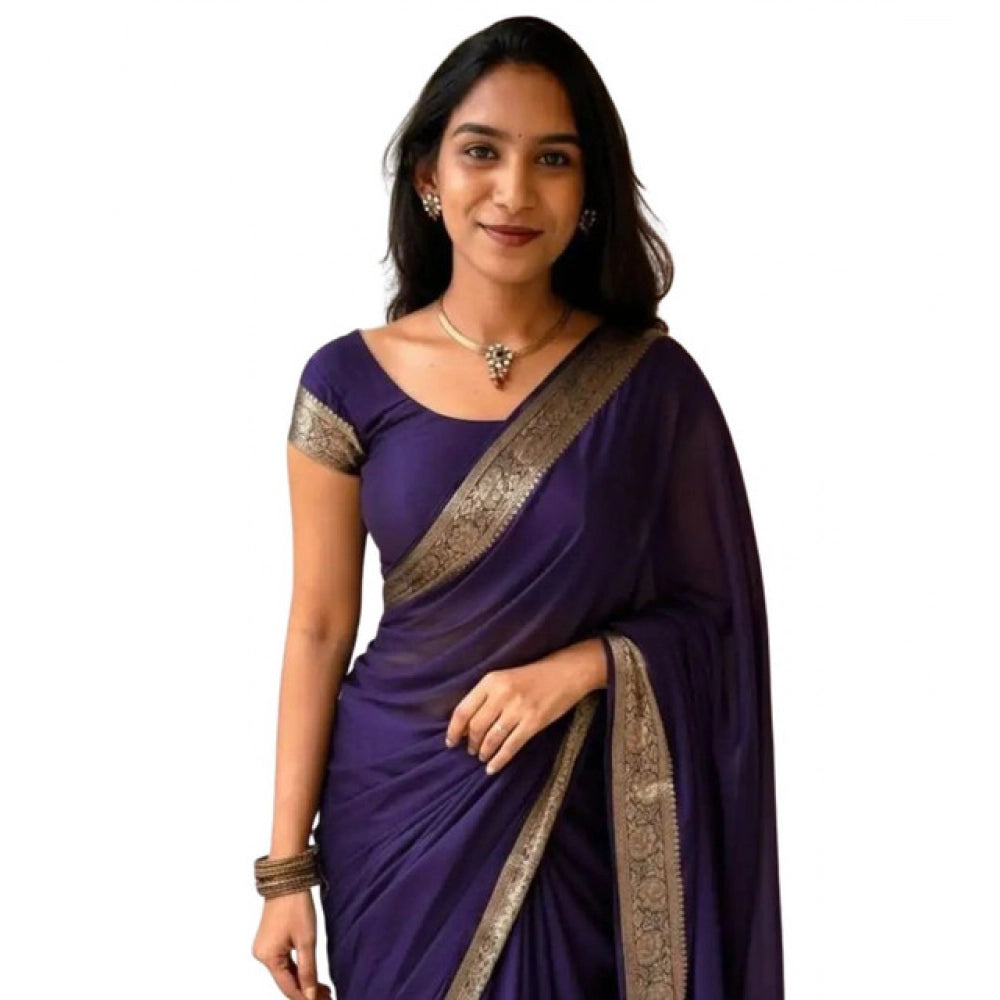 Royal Women's Vichitra Silk Printed Saree With Blouse Piece
