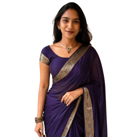 Royal Women's Vichitra Silk Printed Saree With Blouse Piece