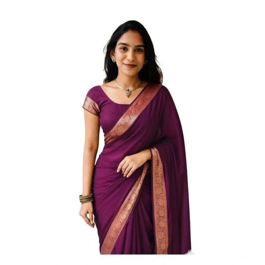 Royal Women's Vichitra Silk Printed Saree With Blouse Piece