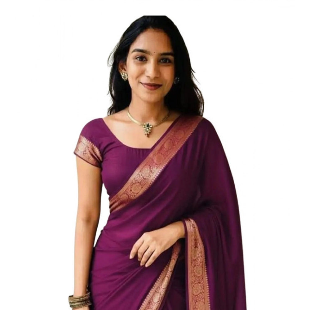 Royal Women's Vichitra Silk Printed Saree With Blouse Piece