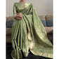 Admirable Women's Satin Printed Saree With Blouse Piece