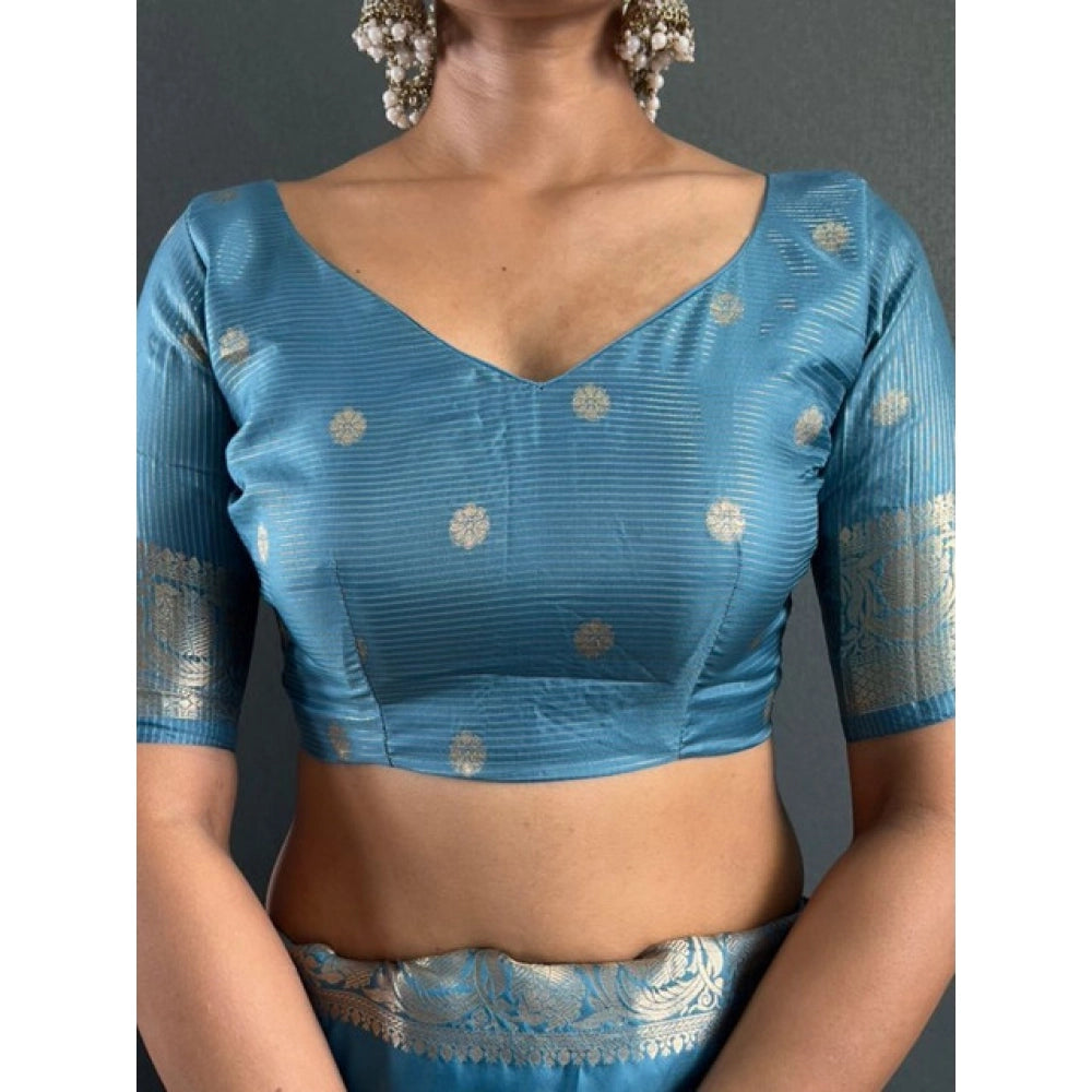 Admirable Women's Satin Printed Saree With Blouse Piece