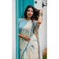 Embellished Women's Linen Printed Saree With Blouse Piece
