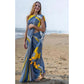 Embellished Women's Linen Printed Saree With Blouse Piece