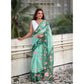 Embellished Women's Linen Printed Saree With Blouse Piece