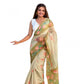 Embellished Women's Linen Printed Saree With Blouse Piece