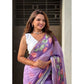 Embellished Women's Linen Printed Saree With Blouse Piece