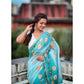 Embellished Women's Linen Printed Saree With Blouse Piece