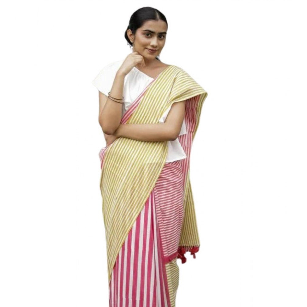 Embellished Women's Linen Printed Saree With Blouse Piece