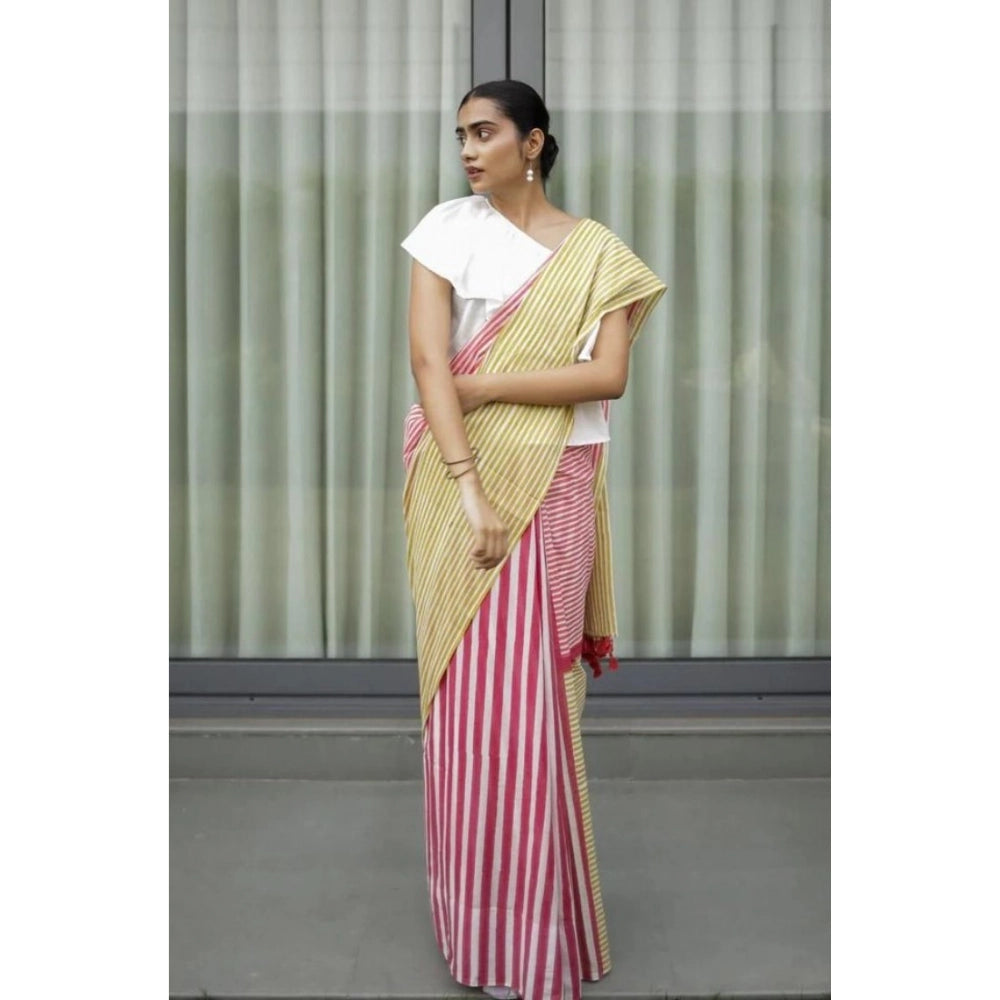 Embellished Women's Linen Printed Saree With Blouse Piece