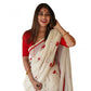 Embellished Women's Linen Printed Saree With Blouse Piece