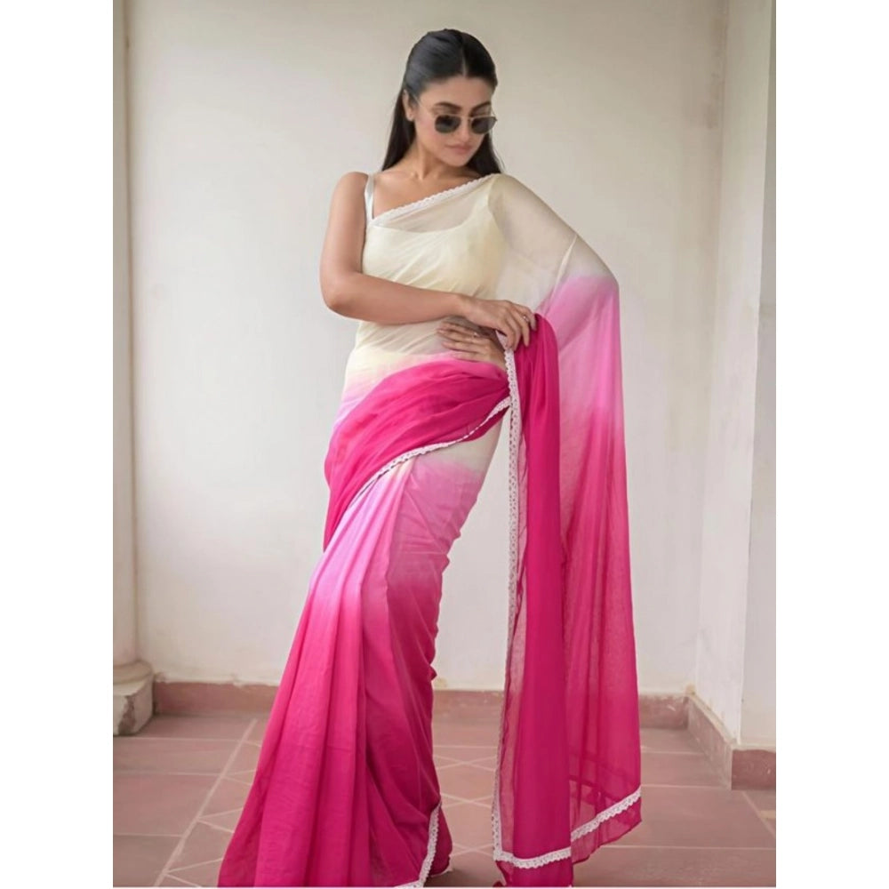 Embellished Women's Linen Printed Saree With Blouse Piece