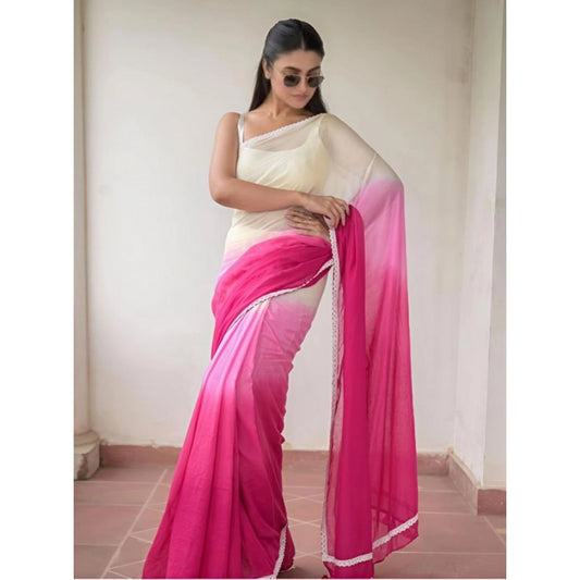 Embellished Women's Linen Printed Saree With Blouse Piece
