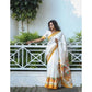 Embellished Women's Linen Printed Saree With Blouse Piece