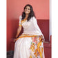 Embellished Women's Linen Printed Saree With Blouse Piece