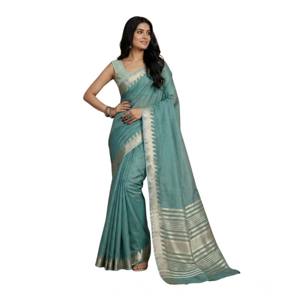 Classy Women's Cotton Printed Saree With Blouse Piece