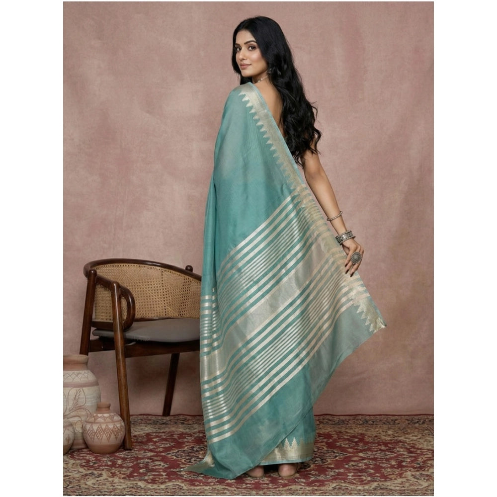 Classy Women's Cotton Printed Saree With Blouse Piece
