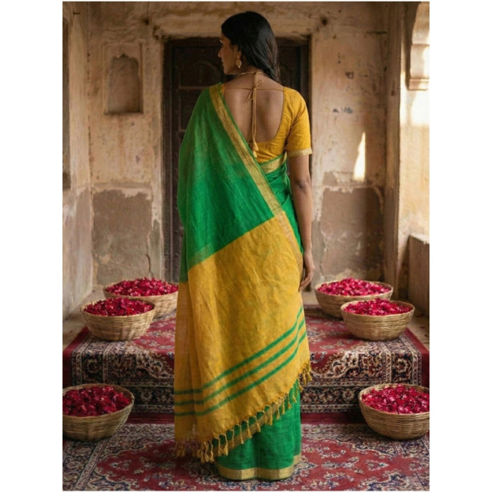 Classy Women's Cotton Printed Saree With Blouse Piece