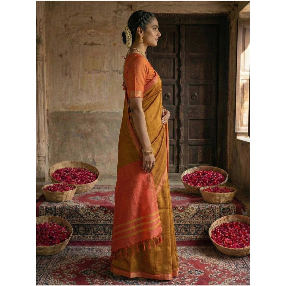 Classy Women's Cotton Printed Saree With Blouse Piece