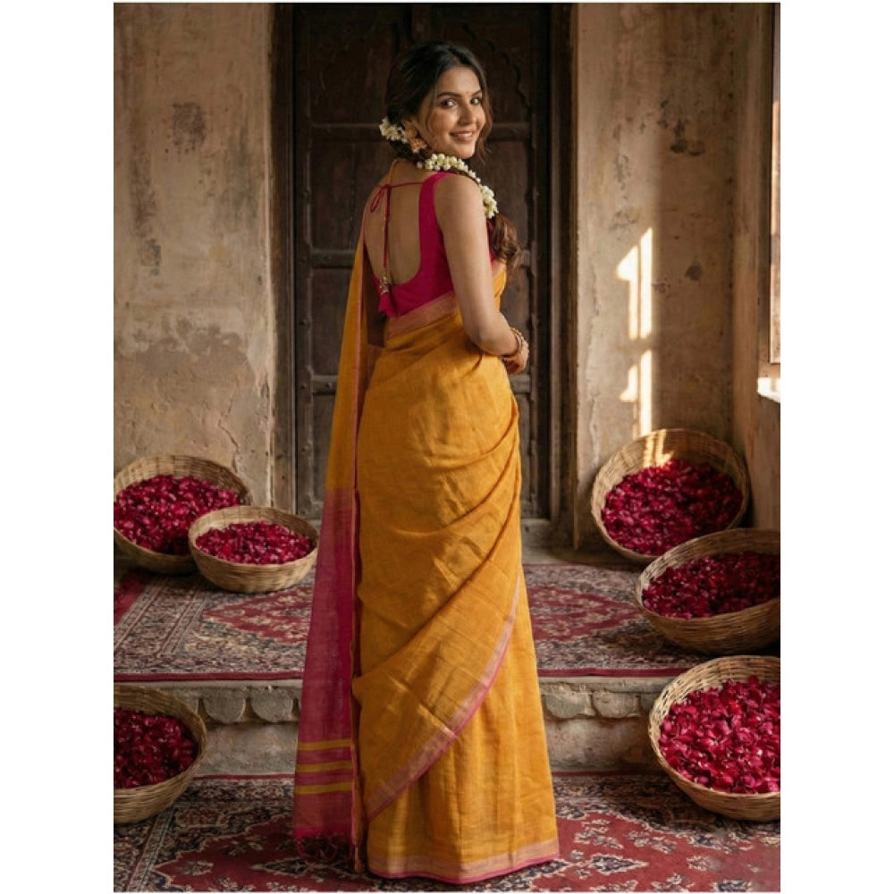 Classy Women's Cotton Printed Saree With Blouse Piece