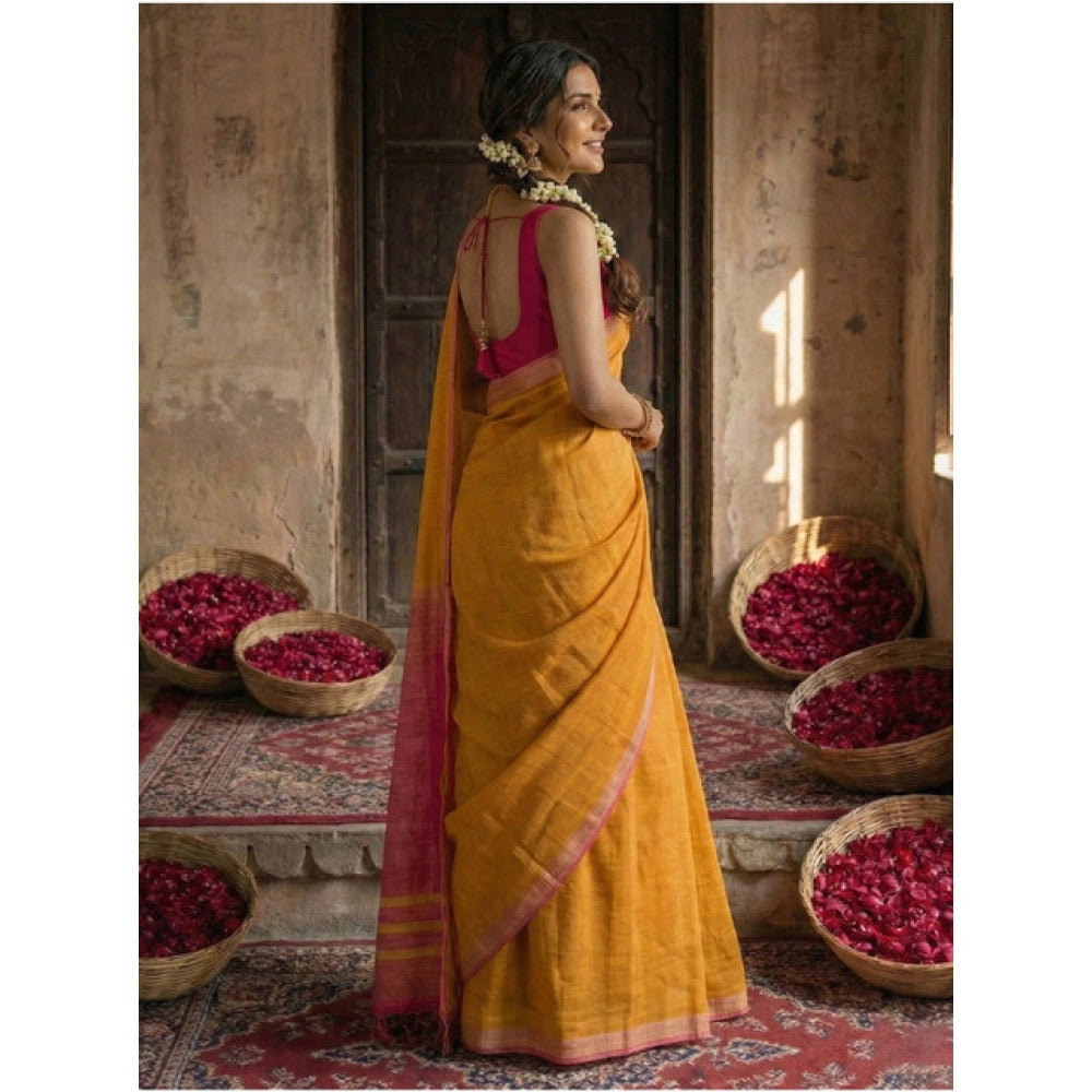 Classy Women's Cotton Printed Saree With Blouse Piece