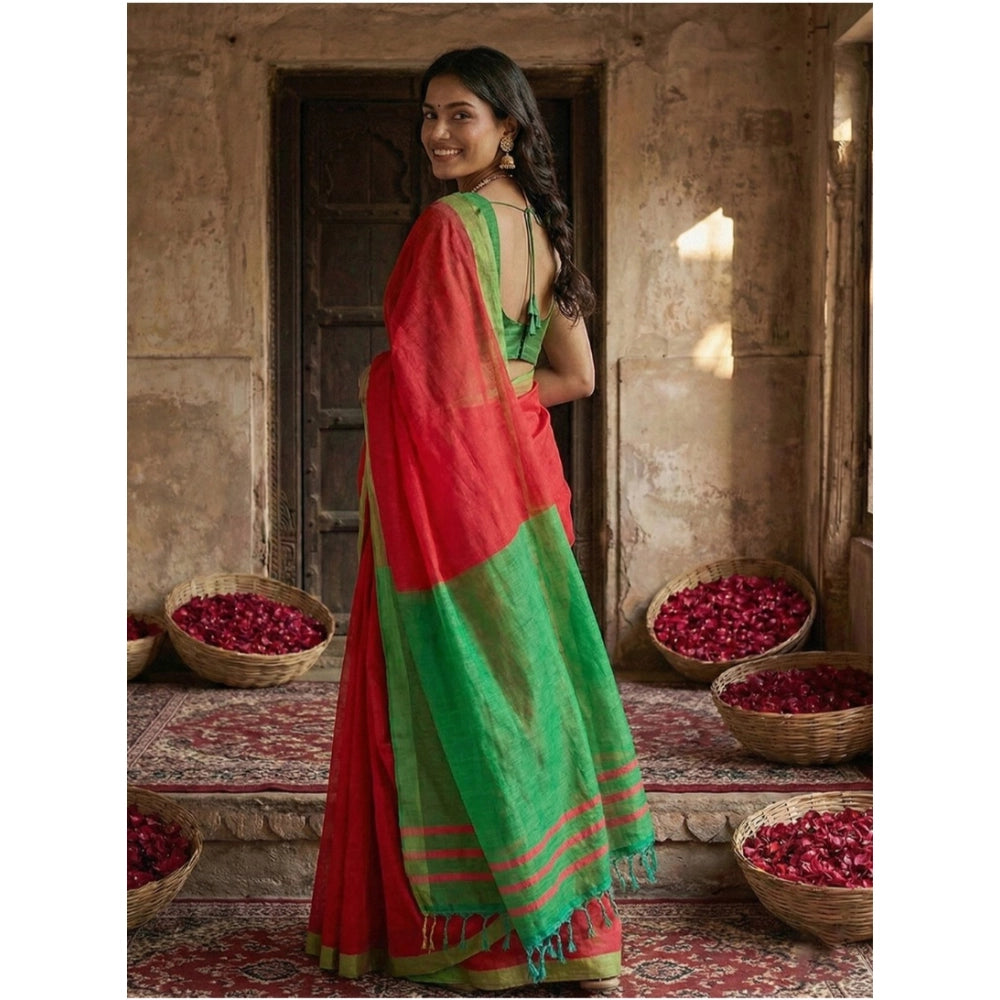 Classy Women's Cotton Printed Saree With Blouse Piece