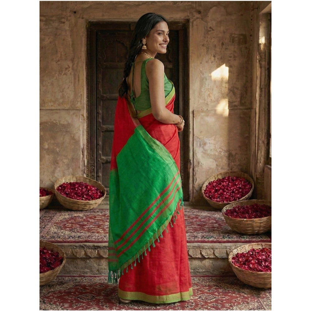 Classy Women's Cotton Printed Saree With Blouse Piece