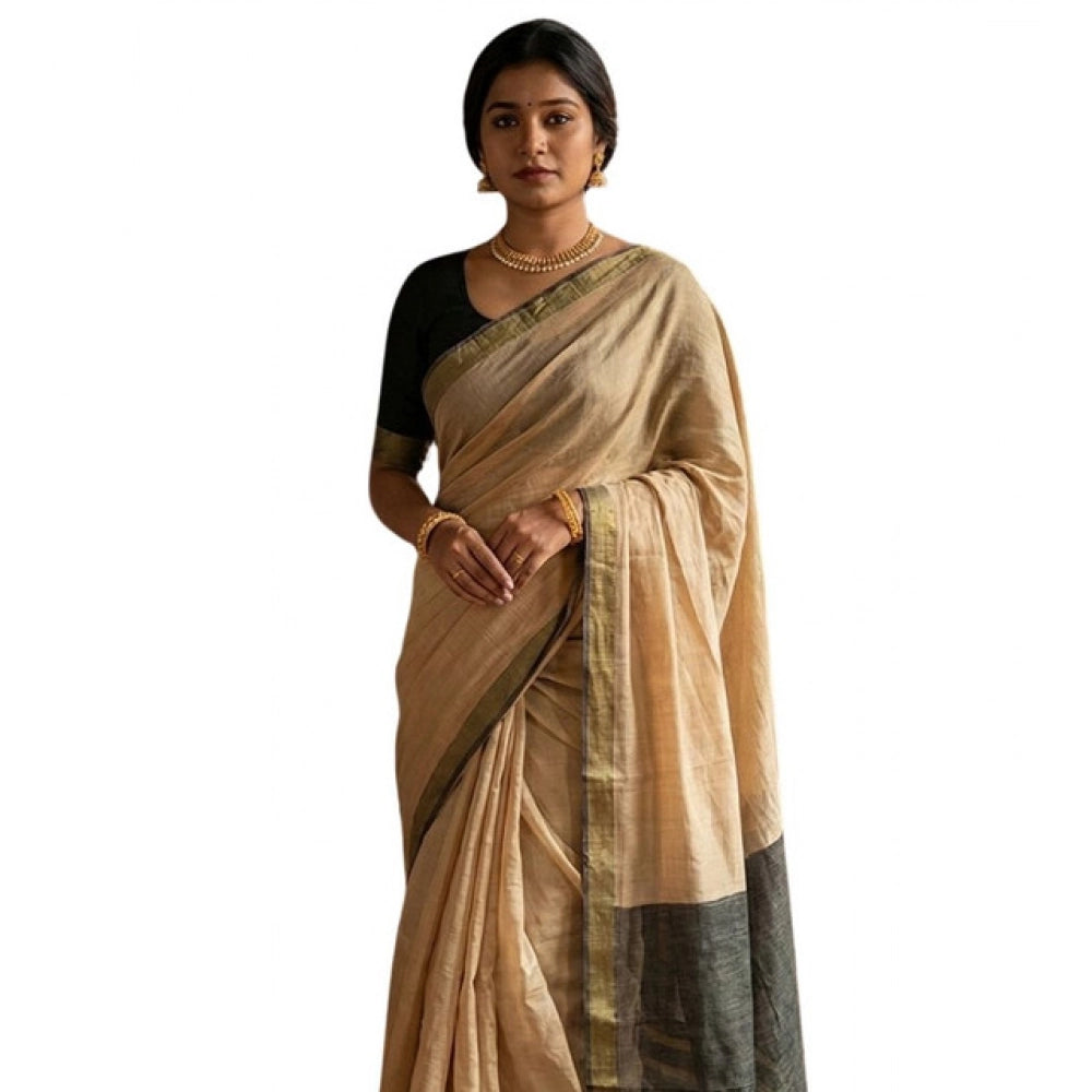 Classy Women's Cotton Printed Saree With Blouse Piece