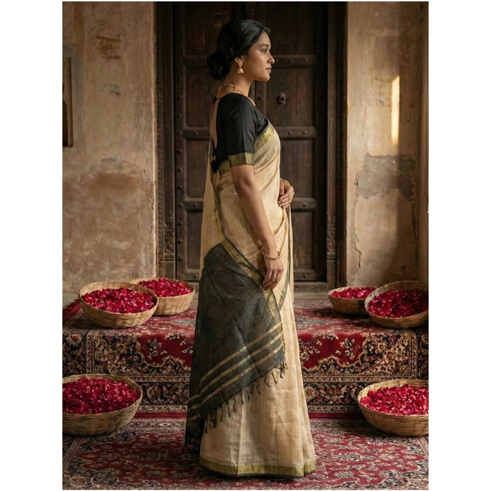Classy Women's Cotton Printed Saree With Blouse Piece