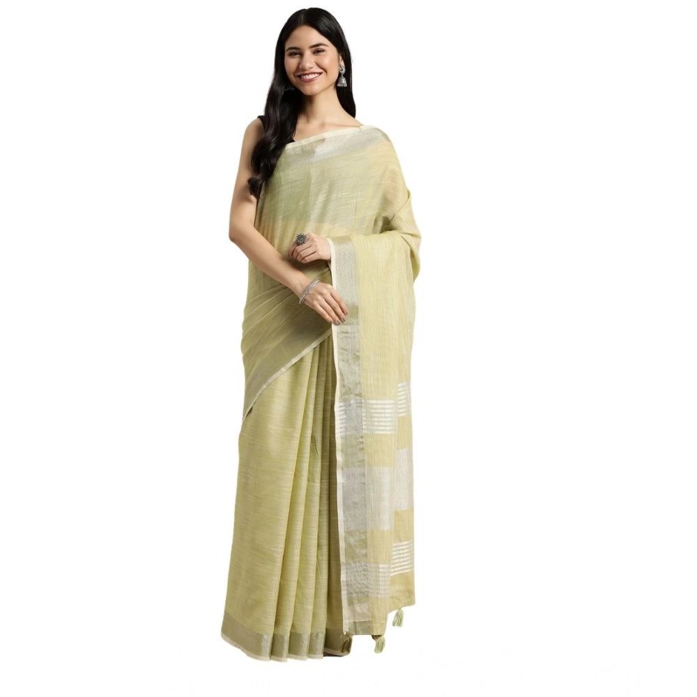 Wonderful Women's Linen Cotton Printed Saree With Blouse Piece