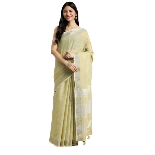 Wonderful Women's Linen Cotton Printed Saree With Blouse Piece