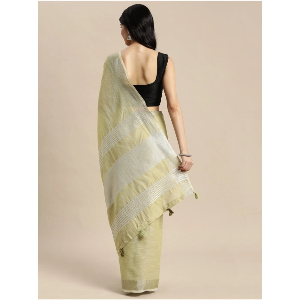 Wonderful Women's Linen Cotton Printed Saree With Blouse Piece