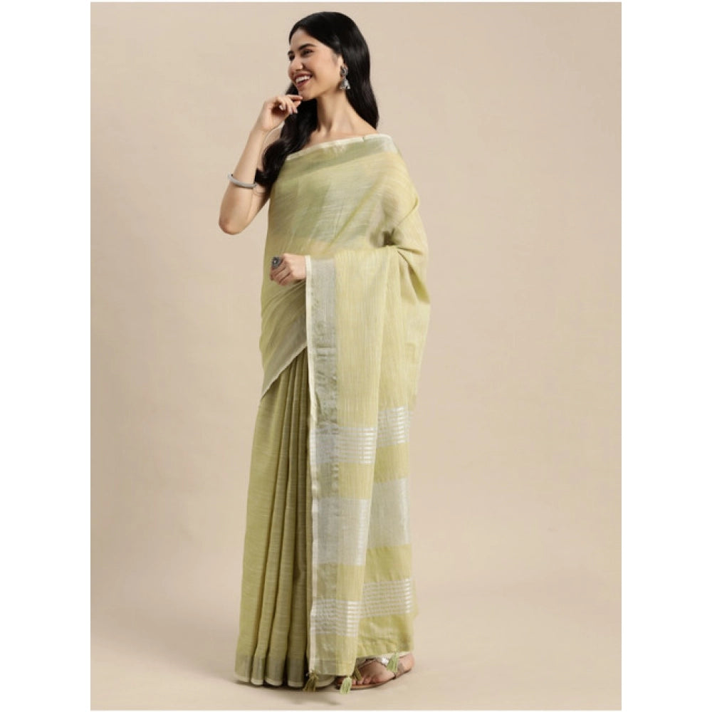 Wonderful Women's Linen Cotton Printed Saree With Blouse Piece