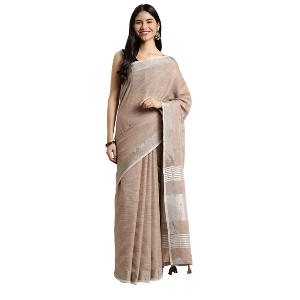 Wonderful Women's Linen Cotton Printed Saree With Blouse Piece