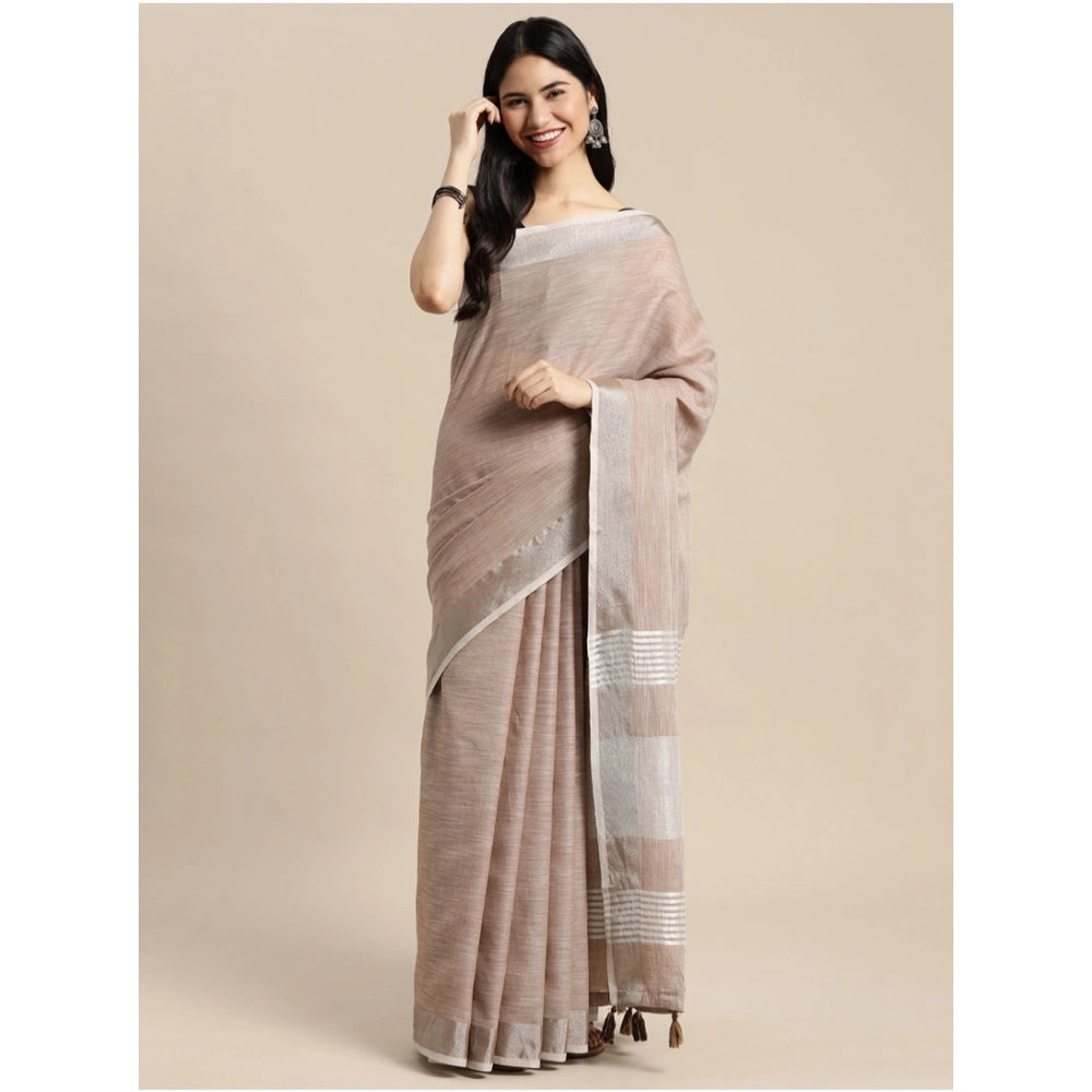 Wonderful Women's Linen Cotton Printed Saree With Blouse Piece