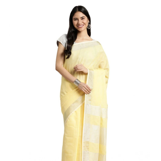Wonderful Women's Linen Cotton Printed Saree With Blouse Piece
