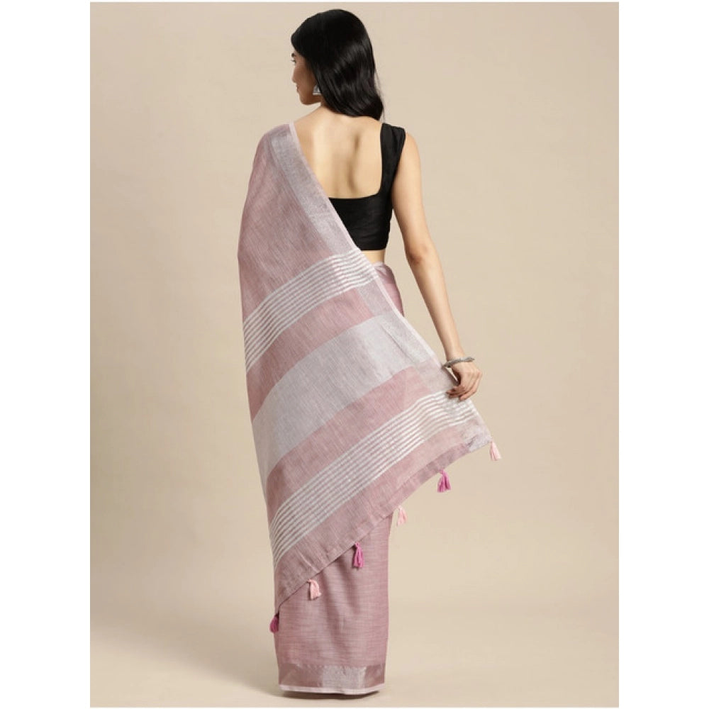 Wonderful Women's Linen Cotton Printed Saree With Blouse Piece