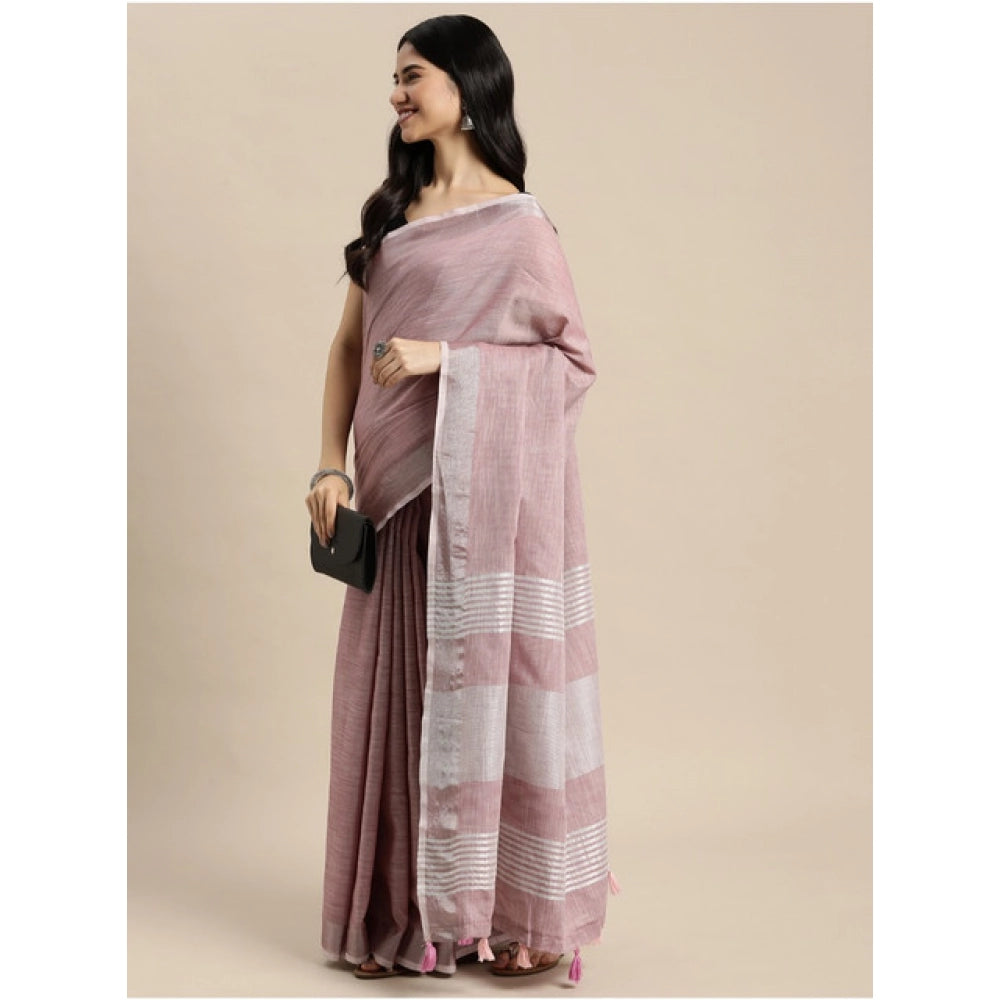 Wonderful Women's Linen Cotton Printed Saree With Blouse Piece