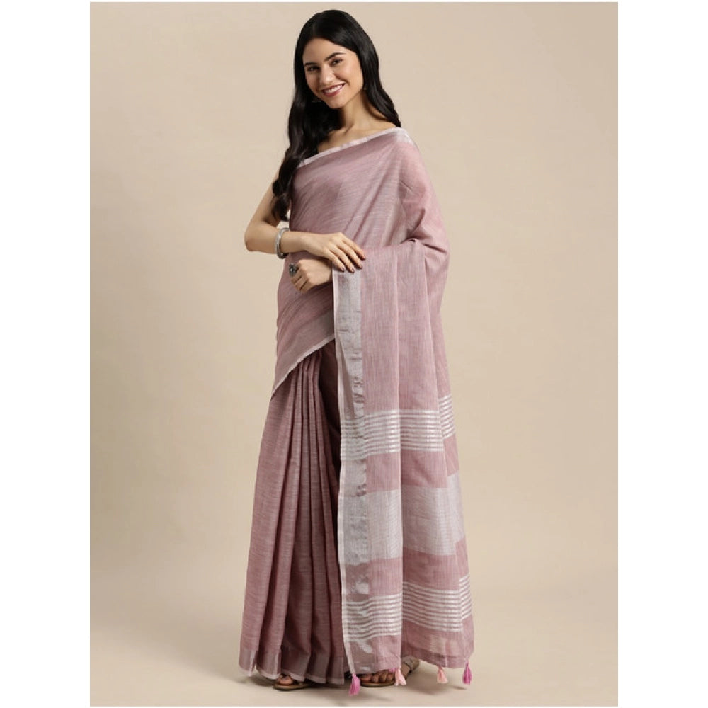 Wonderful Women's Linen Cotton Printed Saree With Blouse Piece