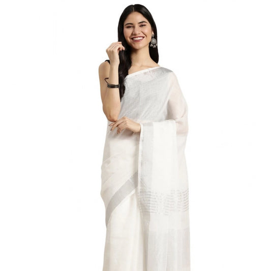 Wonderful Women's Linen Cotton Printed Saree With Blouse Piece